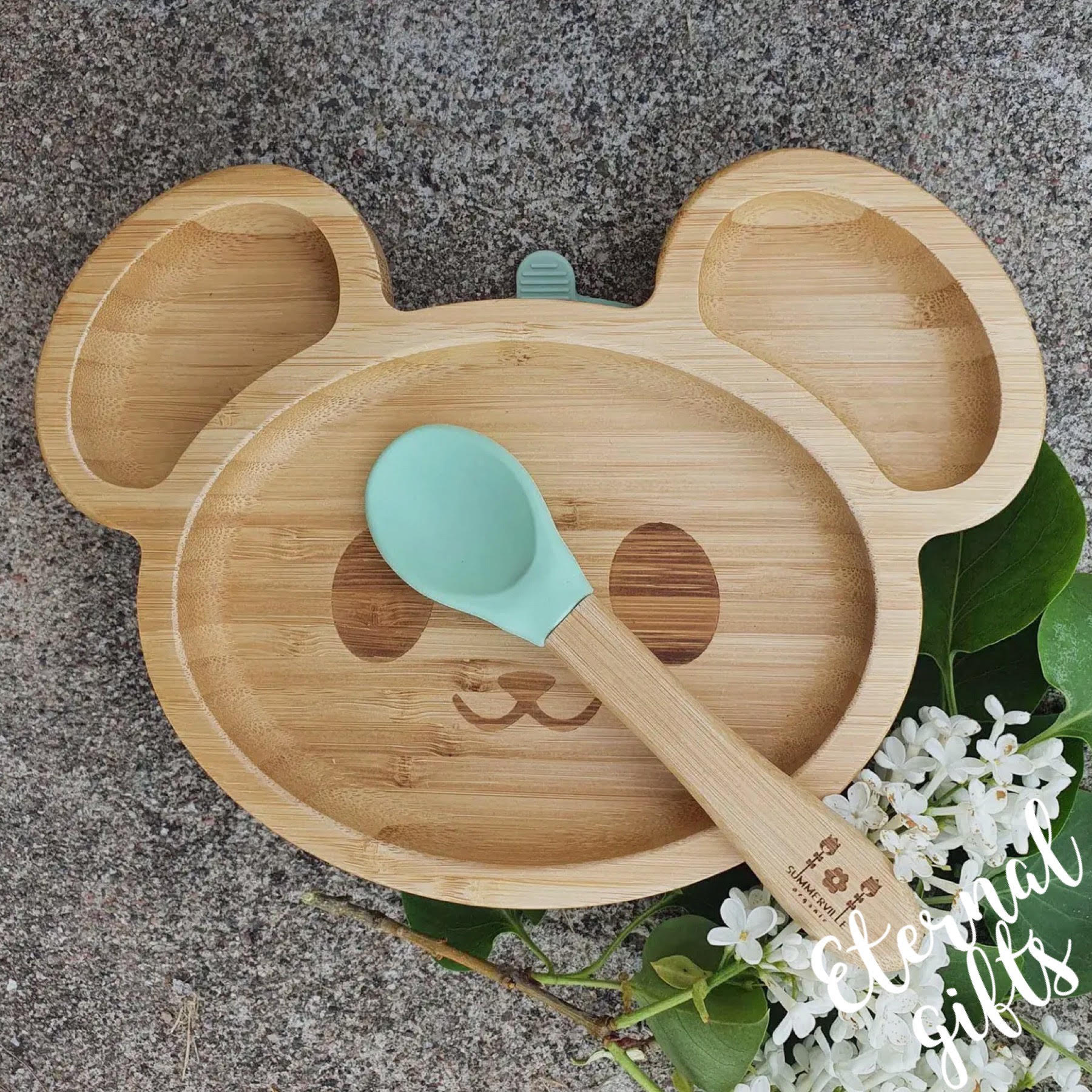 Kids Bamboo Tableware Mouse Cameo Green