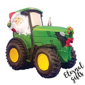 Green Santa Tractor with Cab