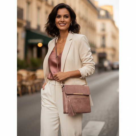 Hattie Crossover Bag in Deep Blush