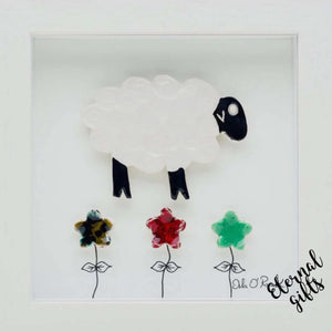 Sheep Ceramic Framed Piece by Stable Door Pottery