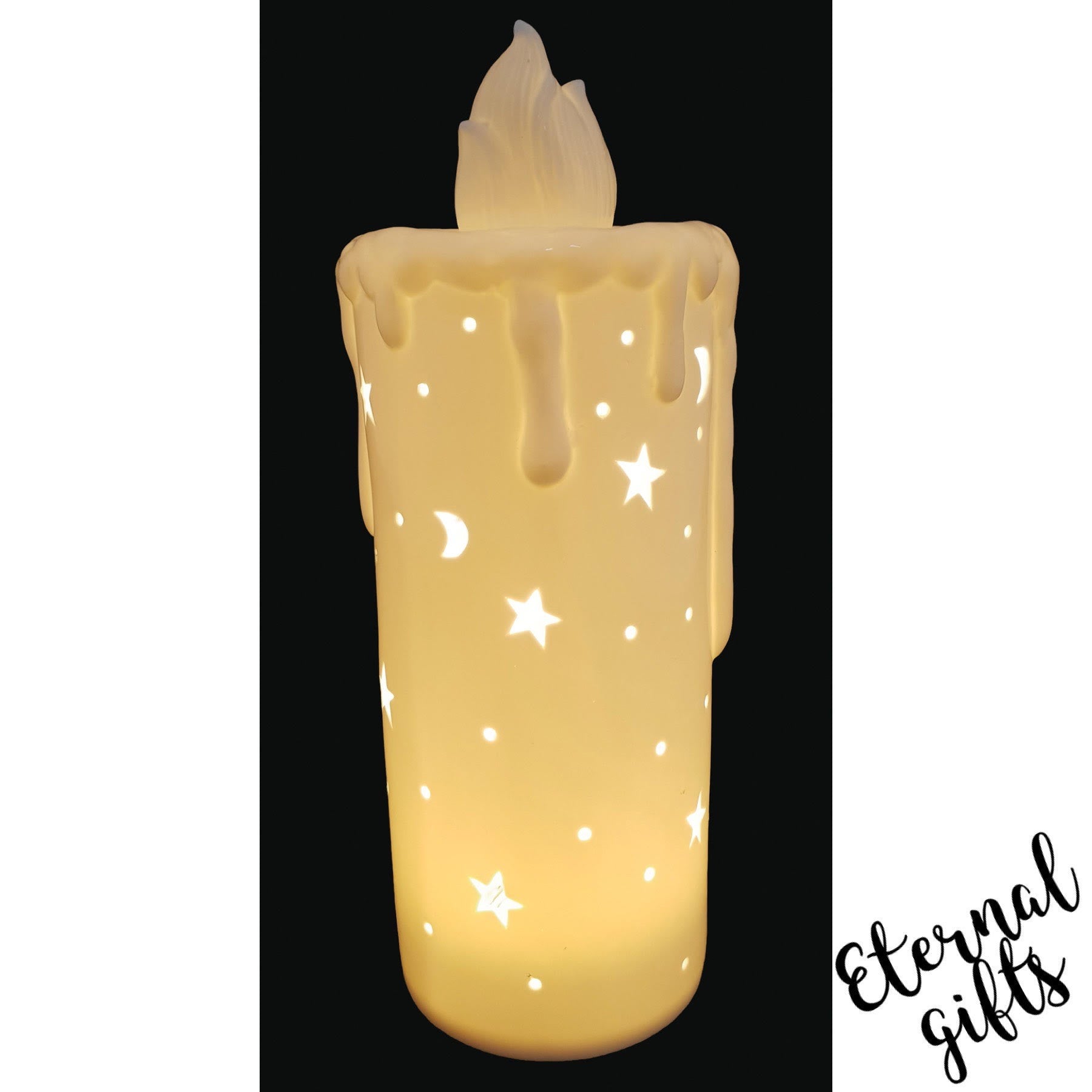 Large White Ceramic Candle with Light
