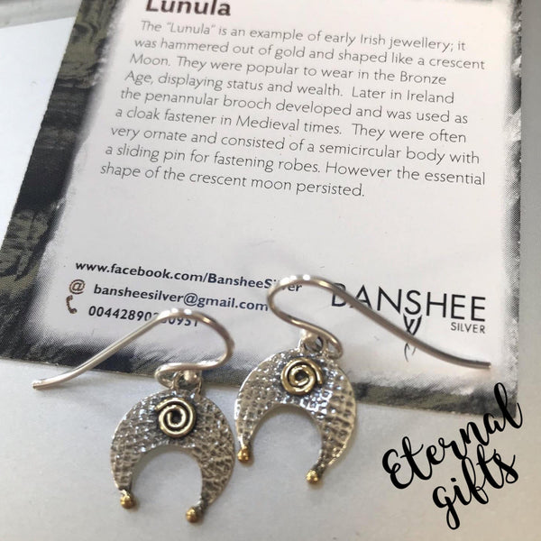 Lunula Silver Earrings by Banshee Silver