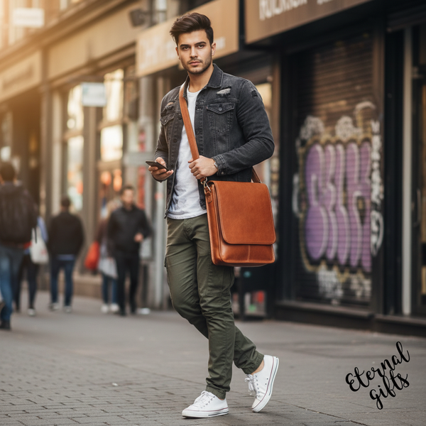 Luxury Irish Soft Leather Messenger Bag in Tan -Tinnakeenly Leather