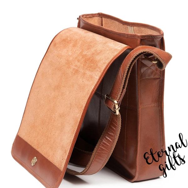 Luxury Irish Soft Leather Messenger Bag in Tan -Tinnakeenly Leather