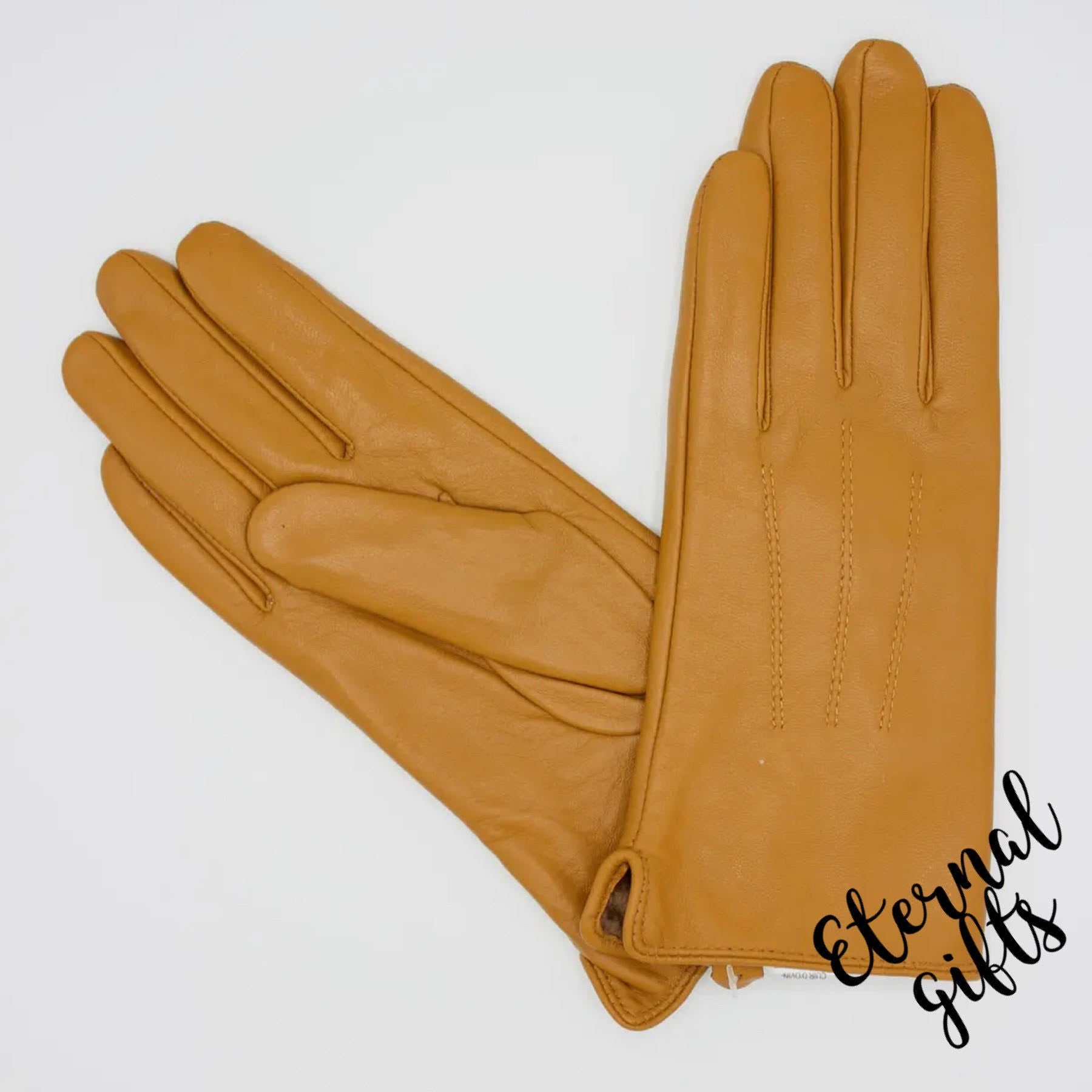 Women's Fleece Lined Leather Gloves - Mustard