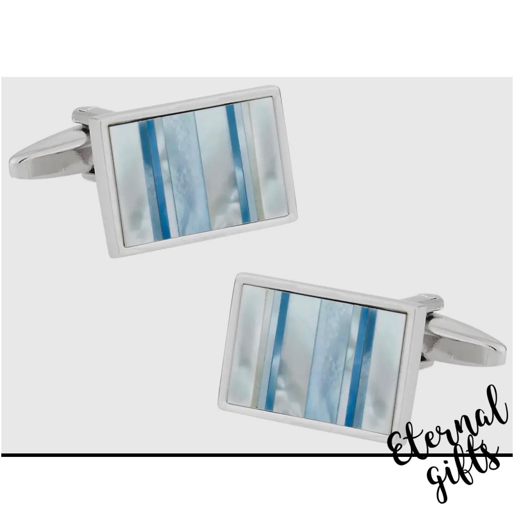 Ocean Blue Mother of Pearl Cufflinks By Cuff Daddy