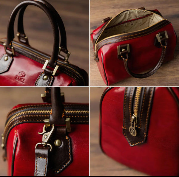 Little Dorrit Leather Handbag - Shoulder Bag in Red - Time Resistance