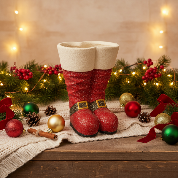 Santa Boot Planter with Shine Glitter