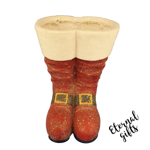 Santa Boot Planter with Shine Glitter