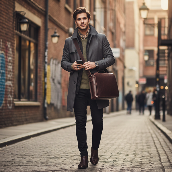 LEATHER SATCHEL FOR 15" LAPTOP GENERAL PURPOSE Tinnakeenly Leathers in Brown