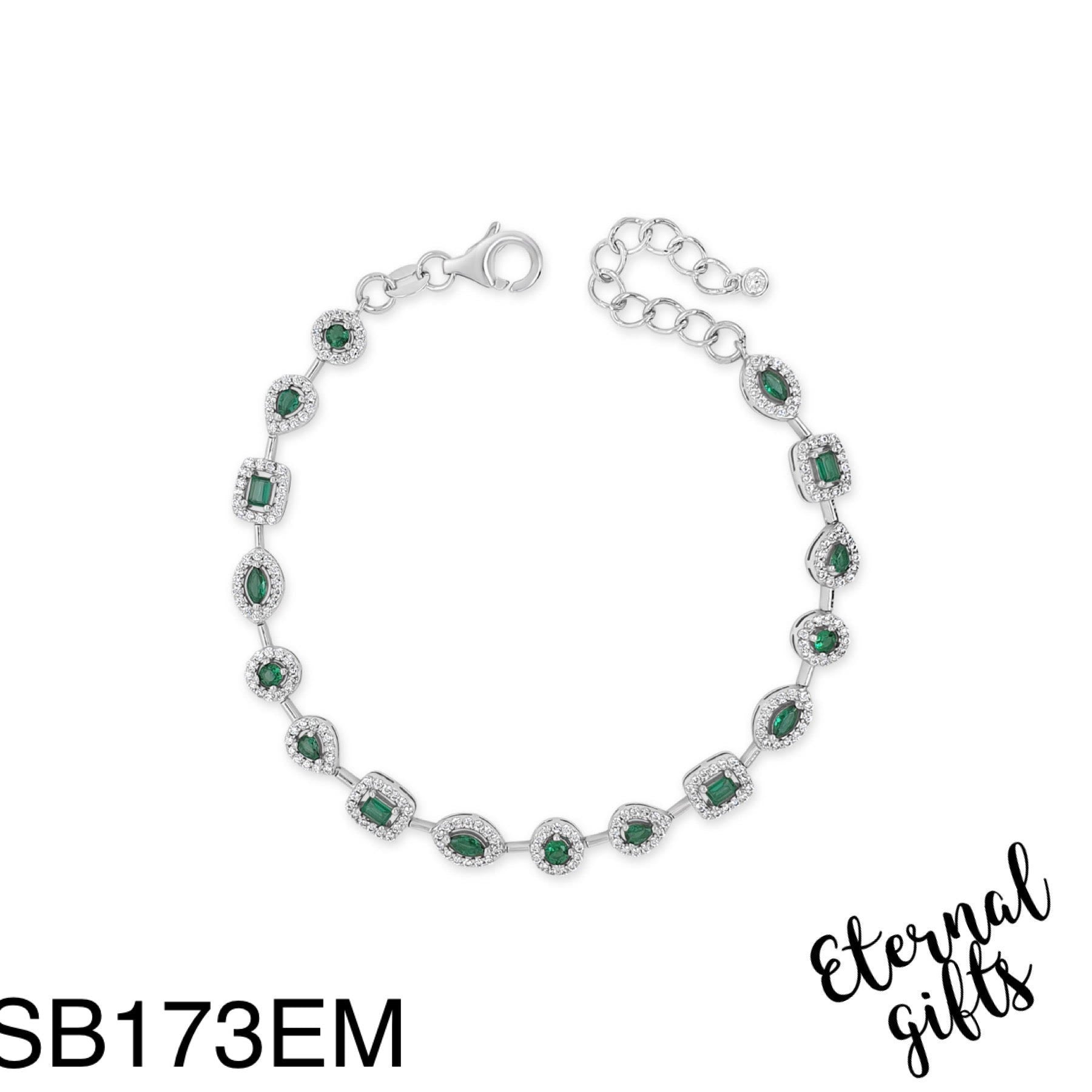 SB173EM Silver Emerald Bracelet from The Emerald Collection - Silver by Absolute