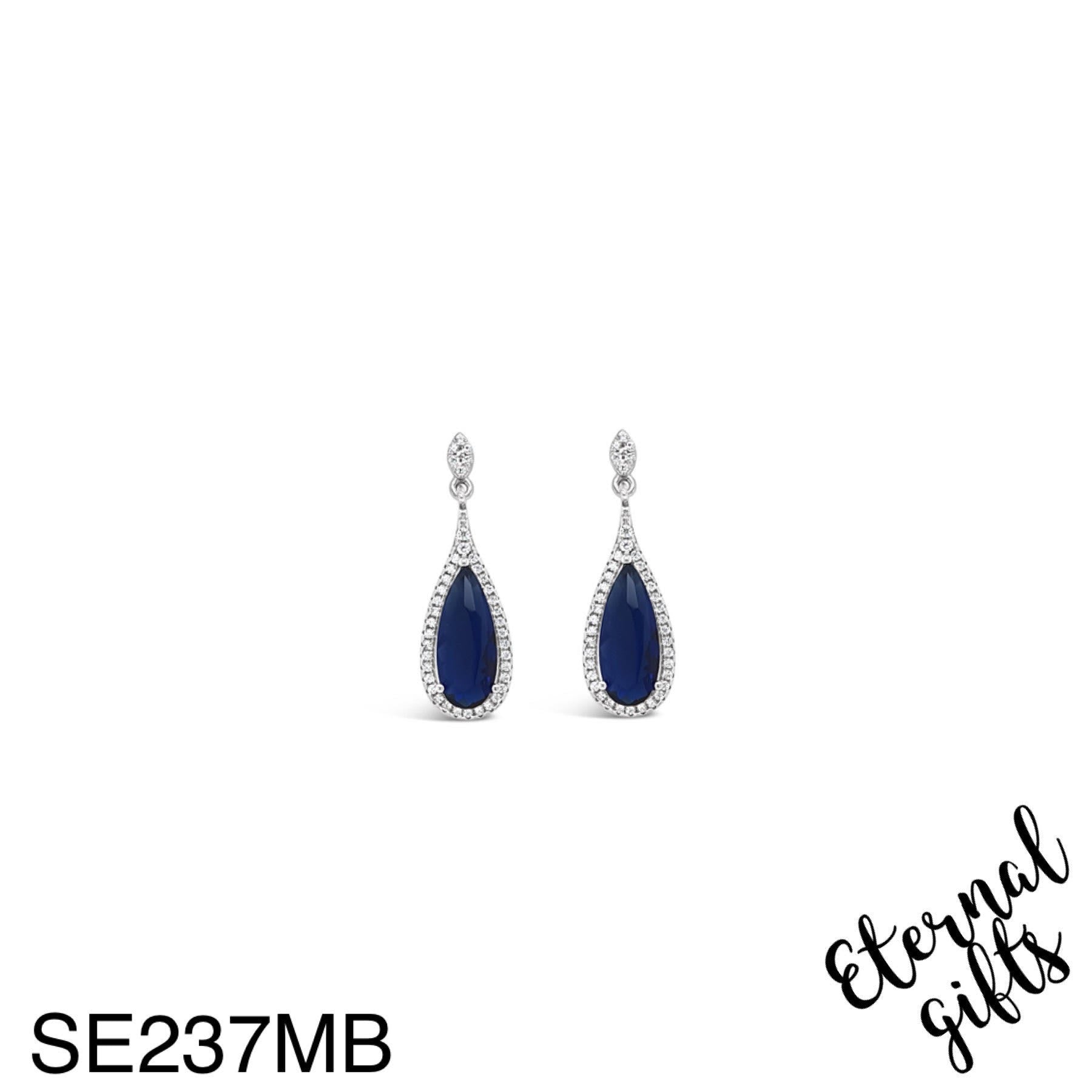SE237MB Silver Drop earrings from The Sapphire Collection - Silver by Absolute