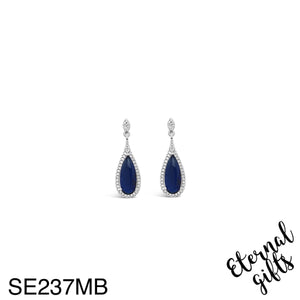 SE237MB Silver Drop earrings from The Sapphire Collection - Silver by Absolute