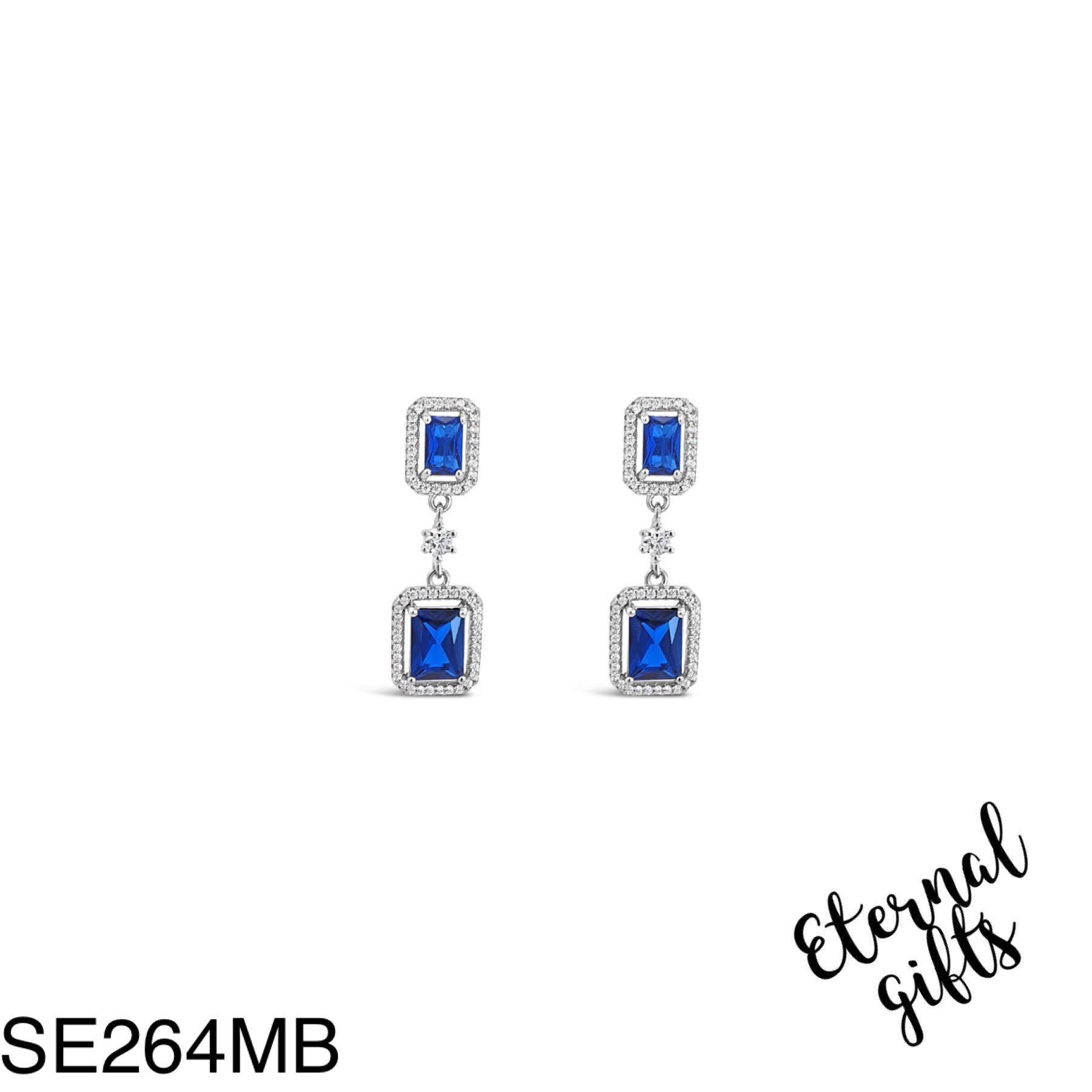 SE264MB Drop Silver Sapphire earring from The Sapphire Collection - Silver by Absolute