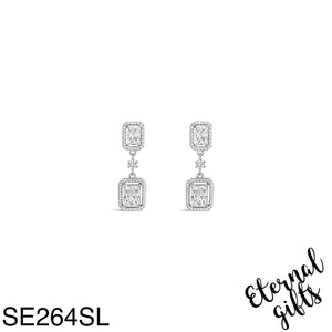 SE264SL Long Drop Earring from The Glamour Collection - Silver by Absolute