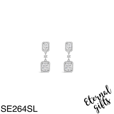 SE264SL Long Drop Earring from The Glamour Collection - Silver by Absolute