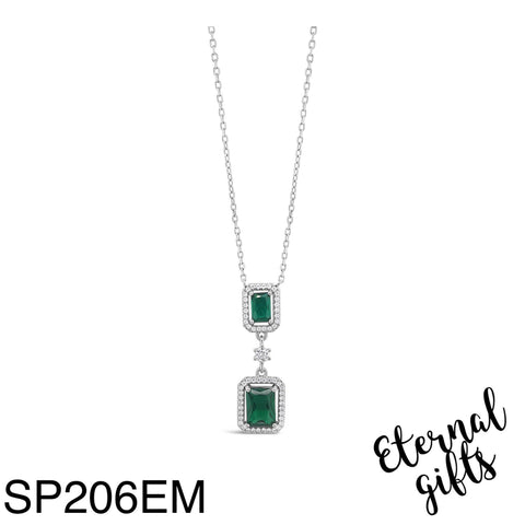 SP206EM Silver Emerald Pendant From The Emerald Collection - Silver by Absolute