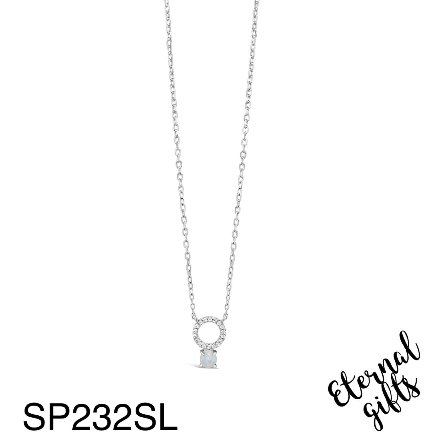 Sterling Silver Opal Drop Necklace - Silver by Absolute