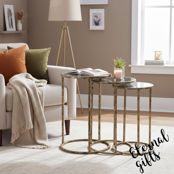 Mirror Top Nest of Tables - Set of 3 Mindy Brownes Interiors