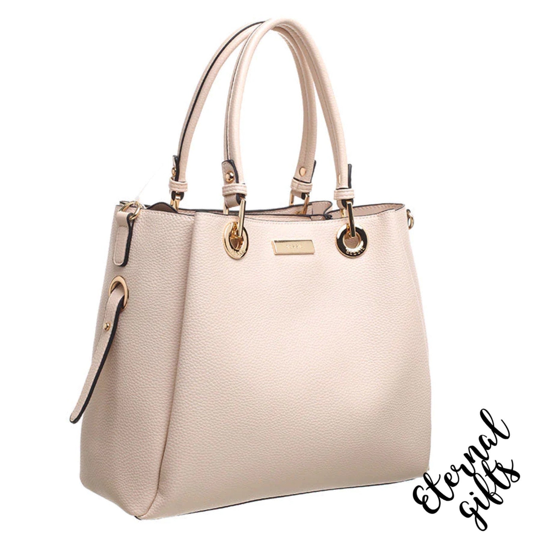 Bessie London Large Tote Bag With Internal Pouch in Cream