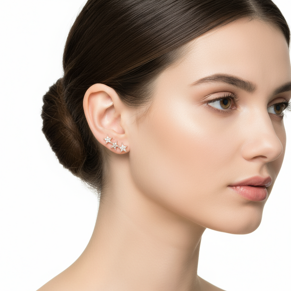 Triple Star Earrings Rose Gold - Absolute Jewellery
