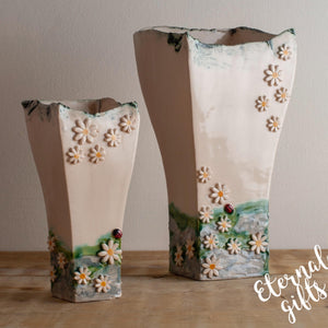 The Burren Collection Daisy white Medium Vase by Creative Clay