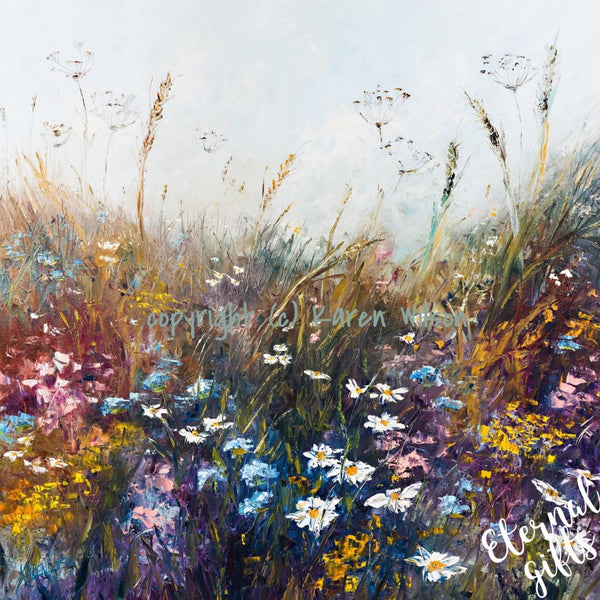 Wildflower Meadow Limited Edition Art Print 40 X 40 Framed  by Karen Wilson Art