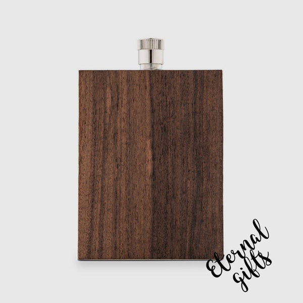 Rustic Wood Wrapped Stainless Steel Hip Flask
