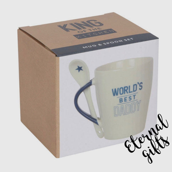 World's Best Daddy Ceramic Mug & Spoon set (boxed)