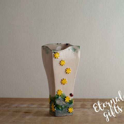 The Burren Yellow Medium Vase by Creative Clay