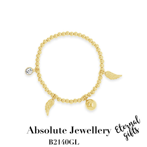 Angel Wing Beaded Bracelet Gold - Absolute Jewellery