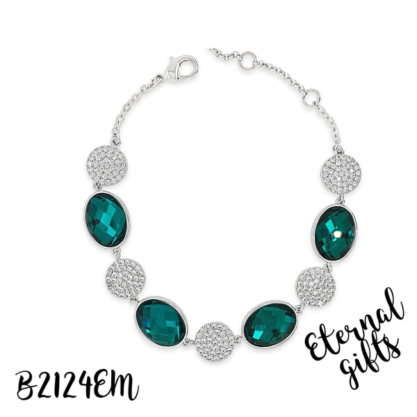 Silver Emerald & Silver Double Necklace Absolute Jewellery