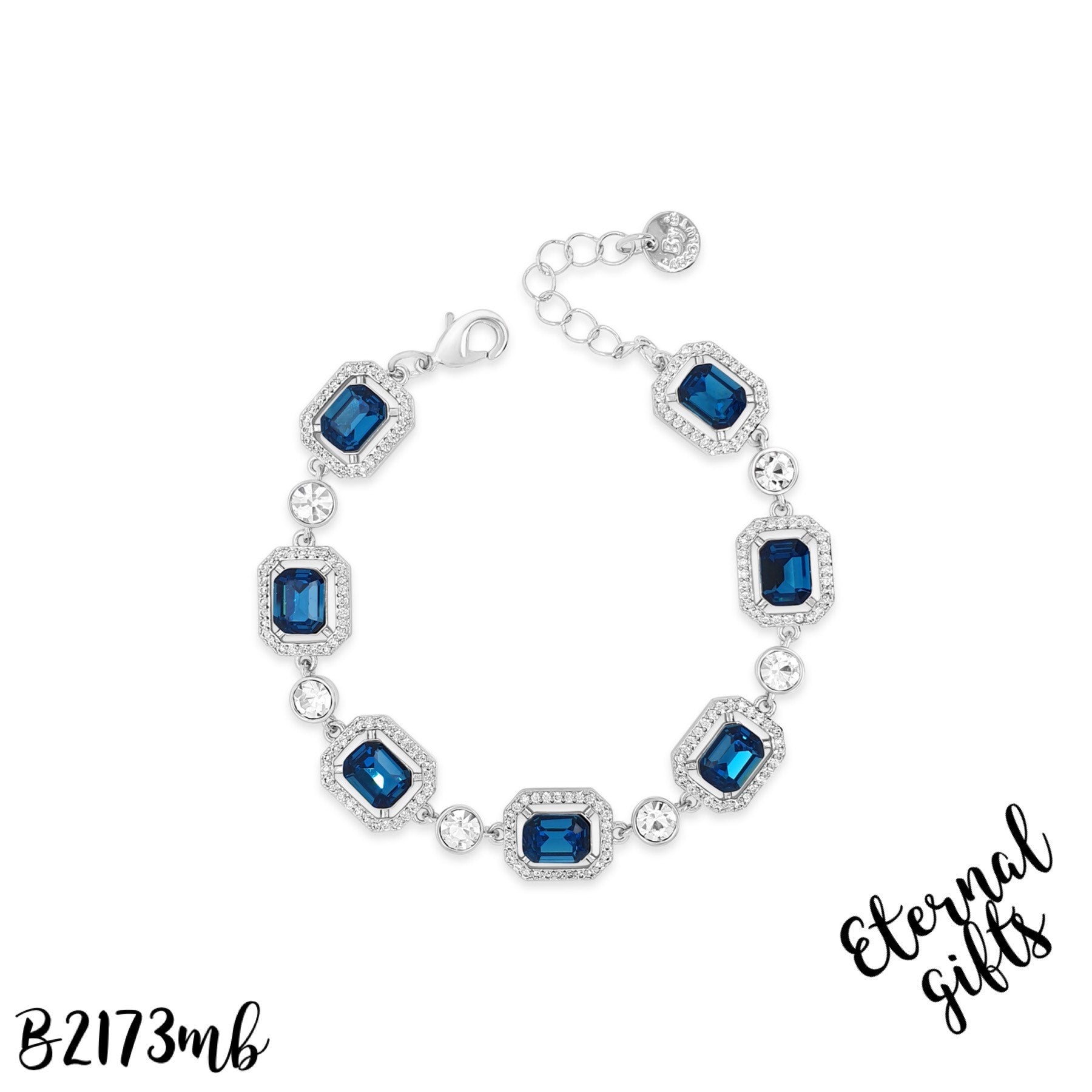 Classic 7 Stone Bracelet in Silver & Midnight Blue - Absolute Jewellery