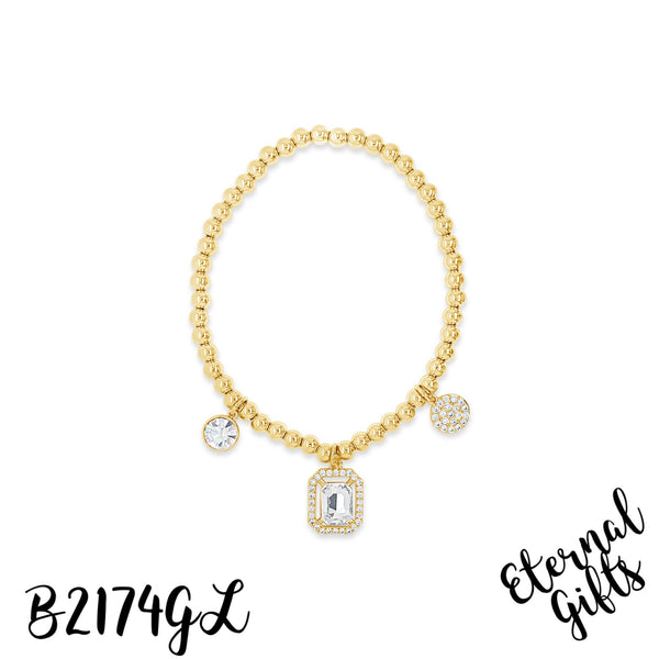 Beaded Charm Bracelet in Yellow Gold B2174GL - Absolute Jewellery