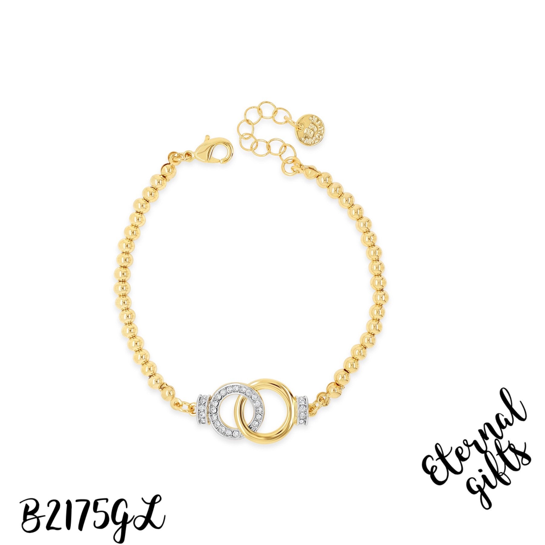 Interlocking Circles Beaded Bracelet Yellow Gold B2175GL - Absolute Jewllery