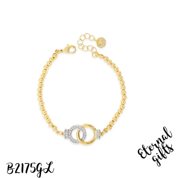 Interlocking Circles Beaded Necklace Yellow Gold N2175GL- Absolute Jewellery