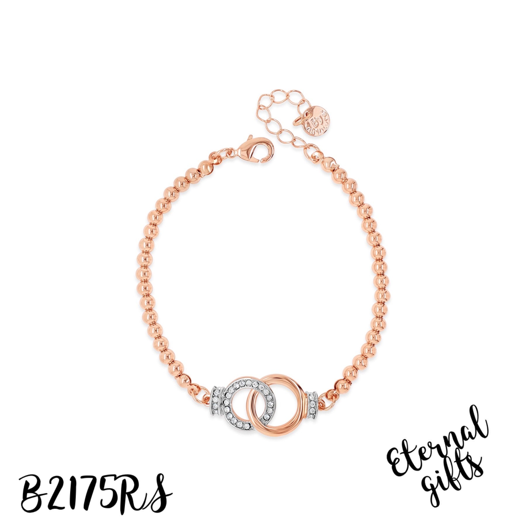 Interlocking Circle Beaded Bracelet in Rose GoLd B2175RS - Absolute Jewellery