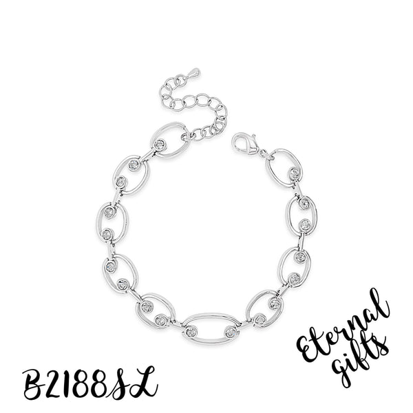 Silver and Diamond Necklace N2188SL - Absolute Jewellery