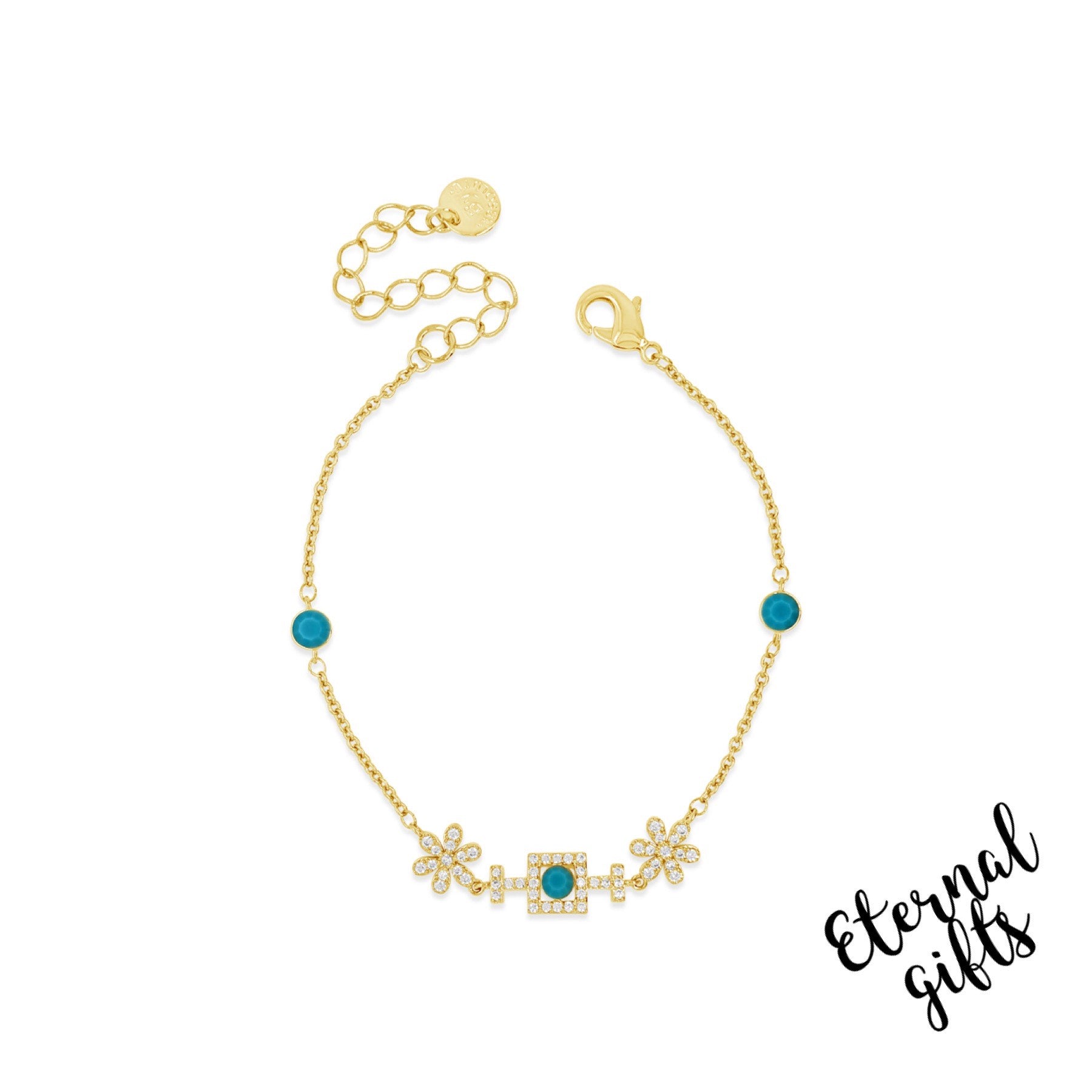 Daisy Bracelet in Turquoise & Gold by Absolute Jewellery B2198TQ