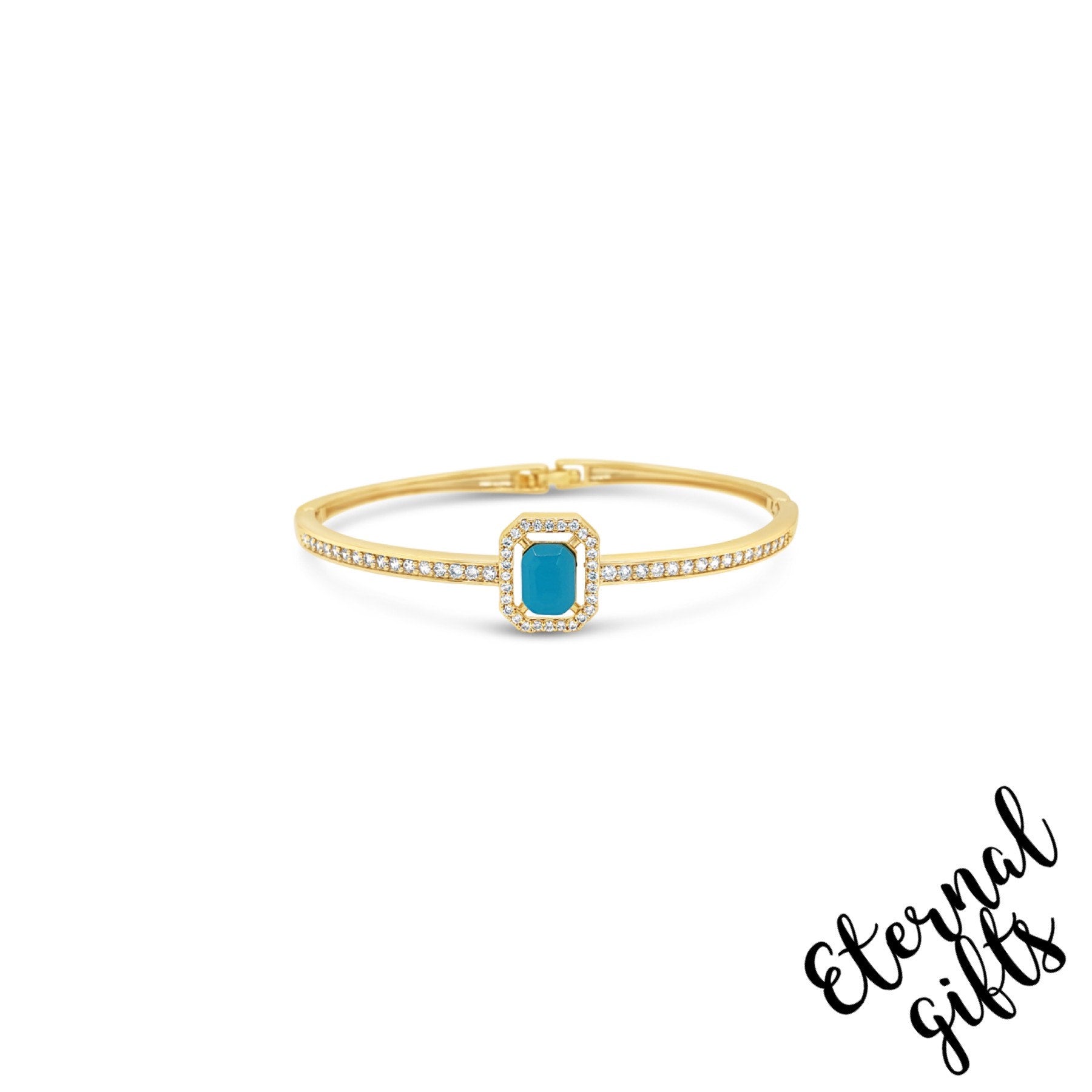 Halo Bangle In Turquoise & Gold By Absolute Jewellery BA240TQ