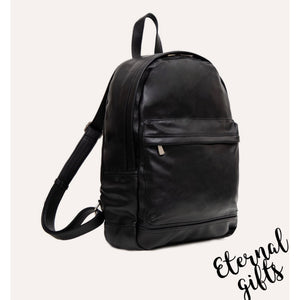 Front Zip Pocket Backpack in Black- Bobby Black