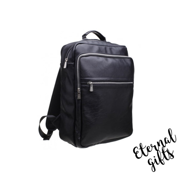 Classic Large Front Zip Backpack in Black - Bobby Black