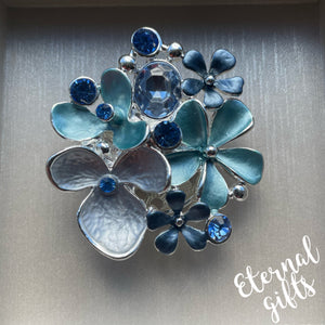 Blue Floral Magnetic Brooch By Roisin