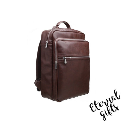 Classic front Zip Backpack in Brown - Bobby Black