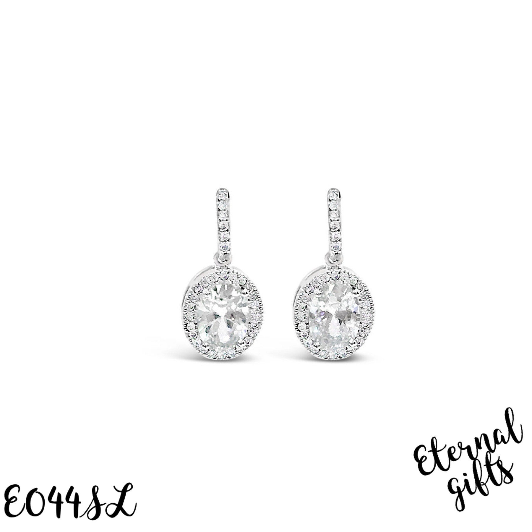 Drop Silver Diamond Earring E044SL- Absolute Jewellery