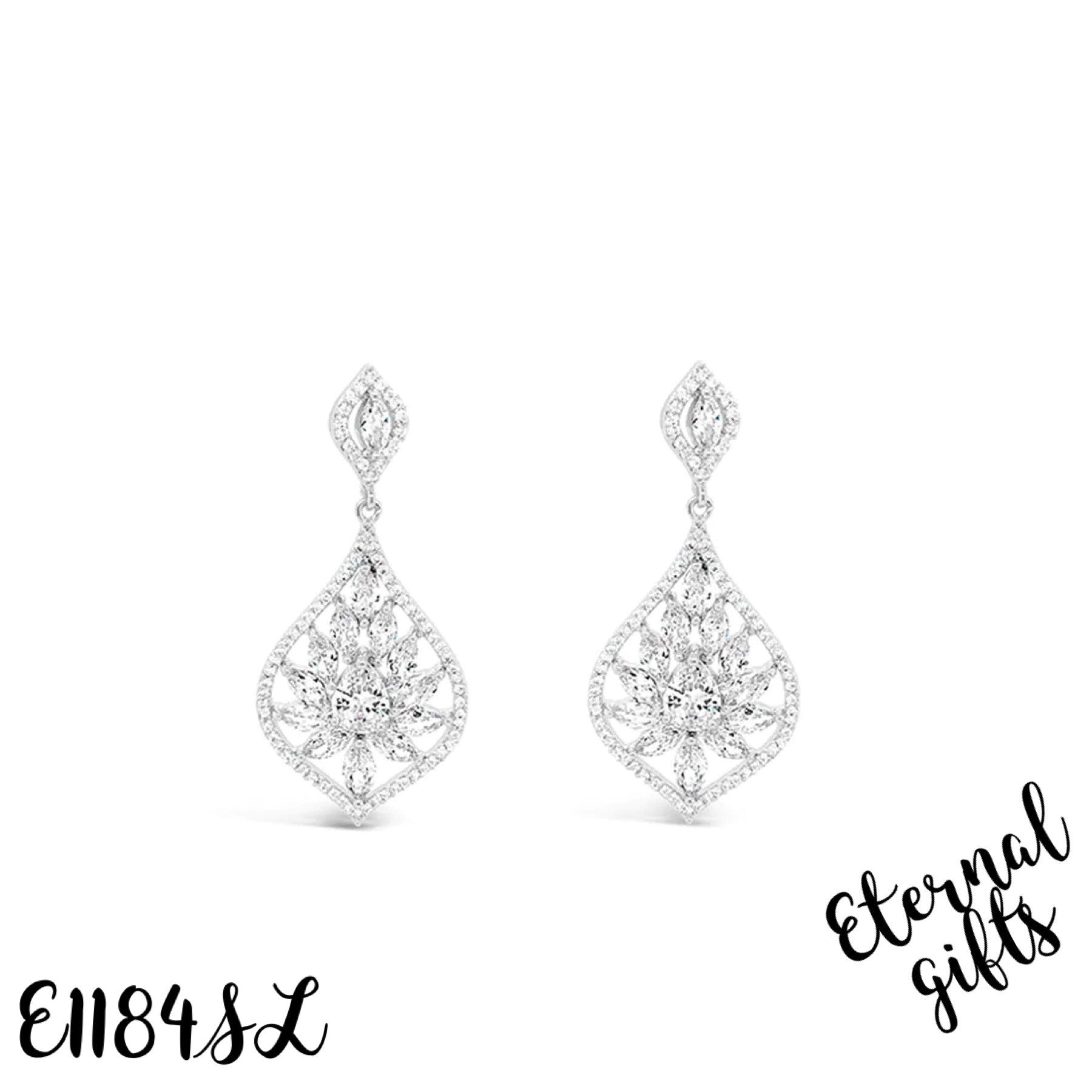 TearDrop Floral Drop Earring E1184SL - Absolute Earring