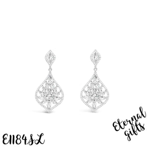 TearDrop Floral Drop Earring E1184SL - Absolute Earring