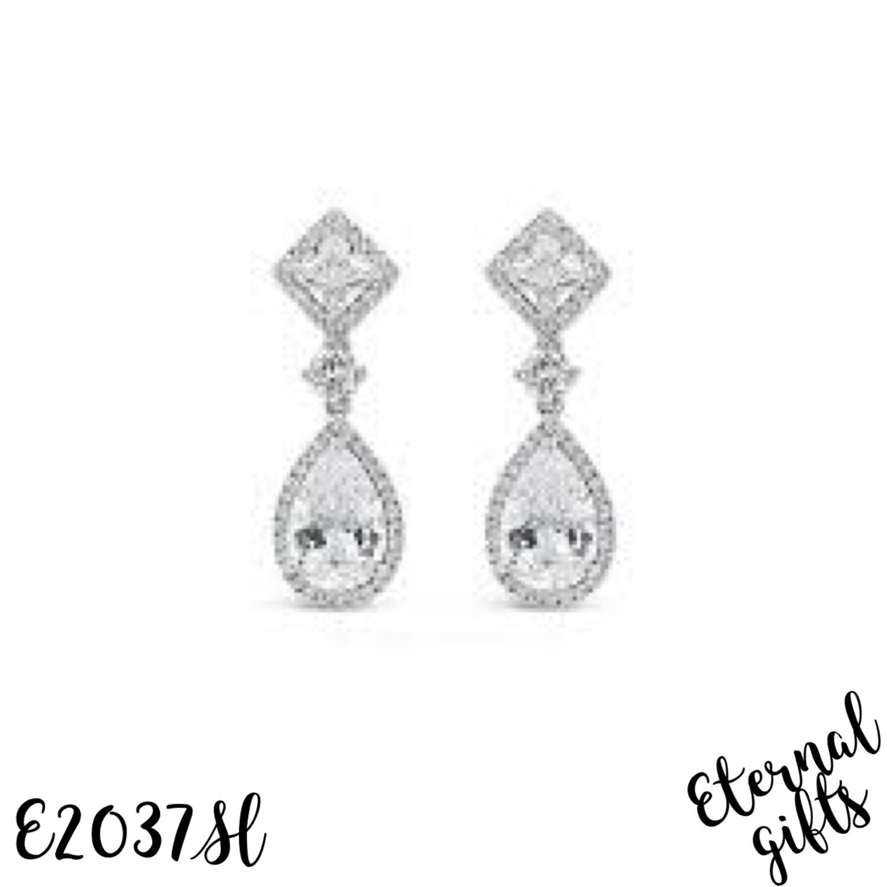 Teardrop Long Silver earring E2037SL - Absolute Jewellery