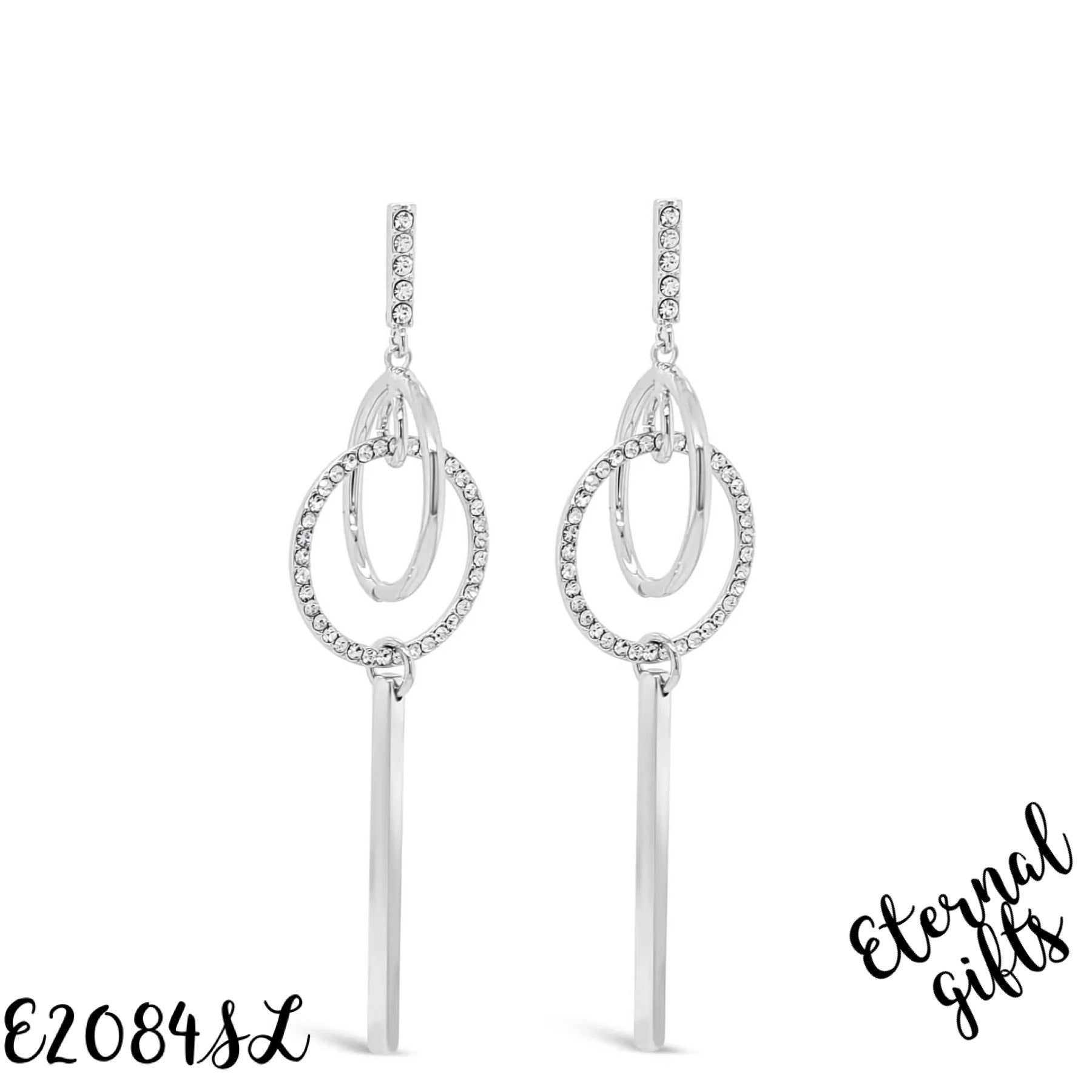 Long crystal swirl earrings E2084SL - Absolute Jewellery