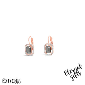 French Clip Rose Gold & Black Earring - Absolute Jewellery E2170BK